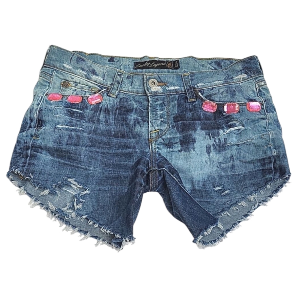 🪷3/$20🪷Lucky Brand Bleached Grunge Distressed Cut Off Shorts Western Boho